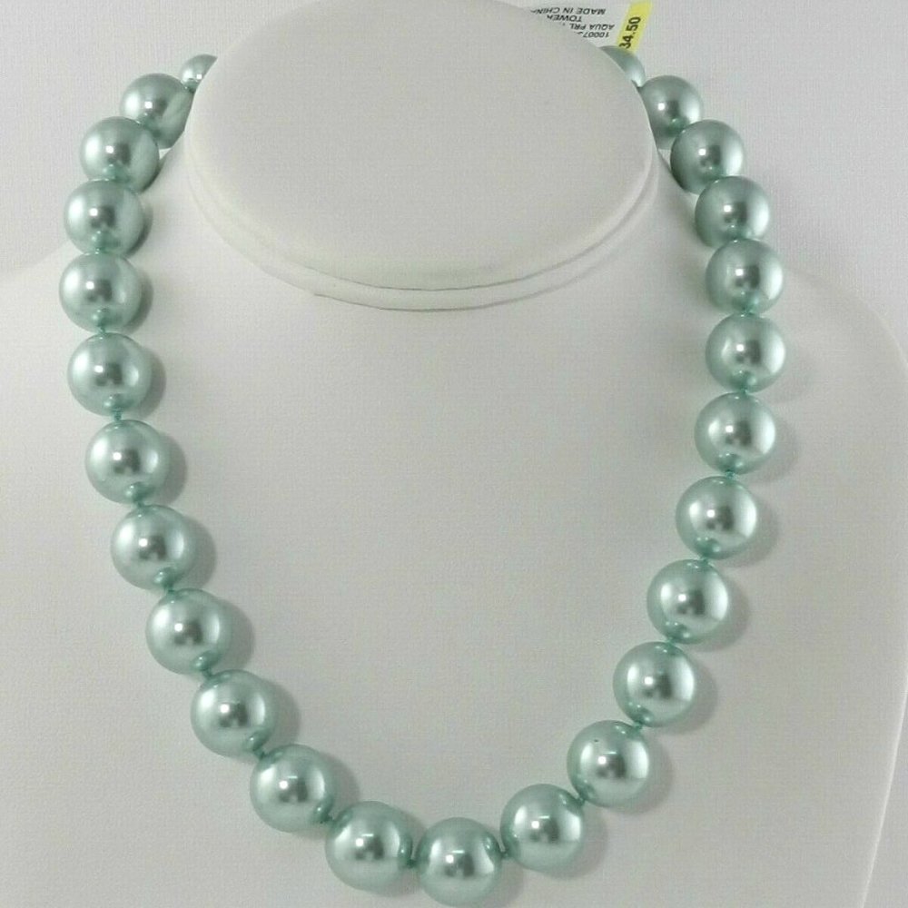 💖Aqua Blue Imitation Pearl Collar Necklace - New
